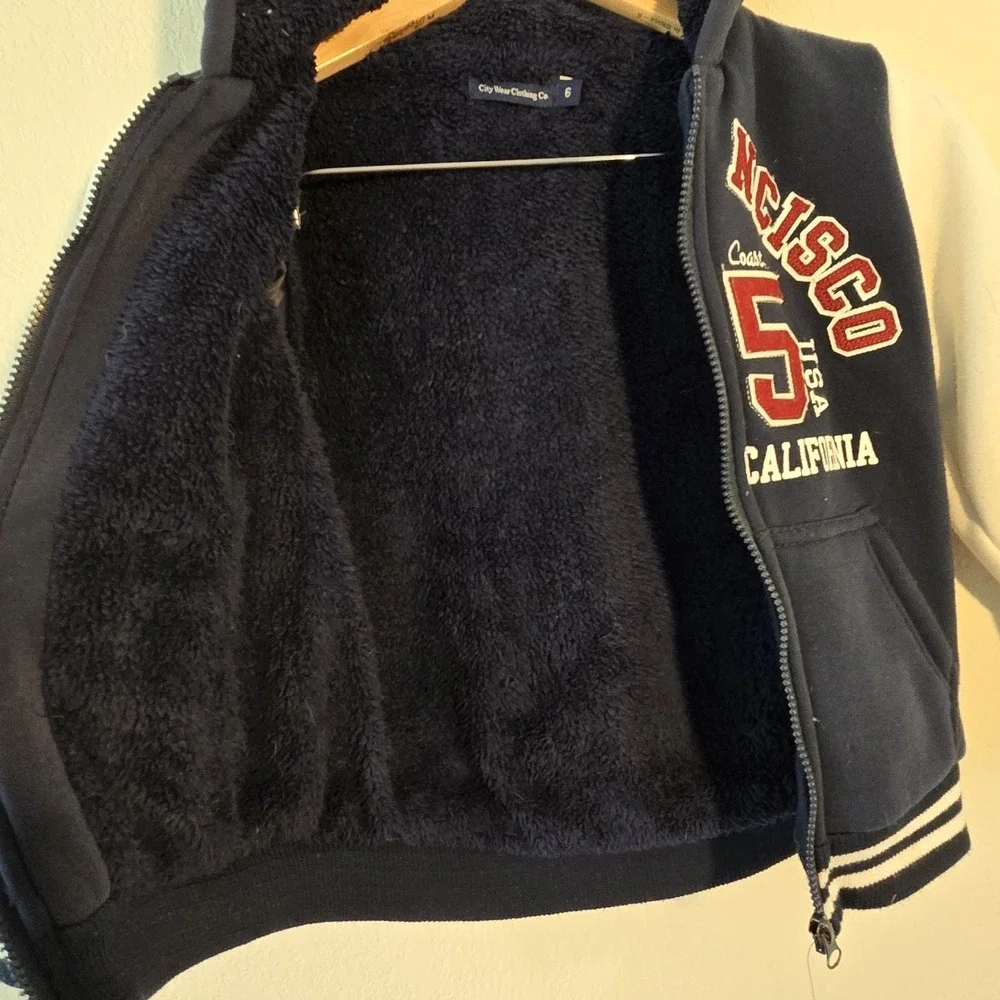 San Francisco California Kids Hoodie Embroider Sweatshirt Red White Blue Size 6